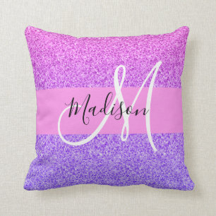 Coussin Monogramme de la Parties scintillant violette de g