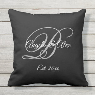 Coussin Monogramme de l'anniversaire du Mariage de fantais
