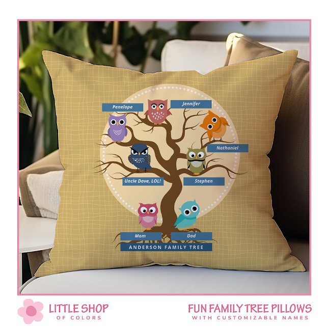 Coussin Monogramme de l'arbre généalogique personnalisable (Créateur téléchargé)