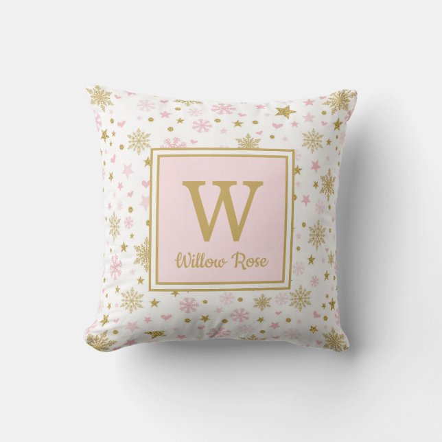 Coussin Monogramme de l'éléphant d'hiver Pink Gold (Recto)
