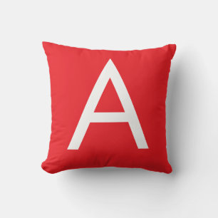 Coussin Monogramme de lettre initiale rouge blanc simple m
