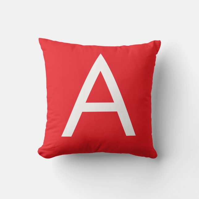 Coussin Monogramme de lettre initiale rouge blanc simple m (Recto)