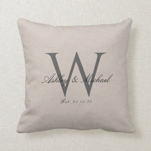 Coussin MONOGRAMME DE MARIAGE SCRIPT   Souvenir photo en l