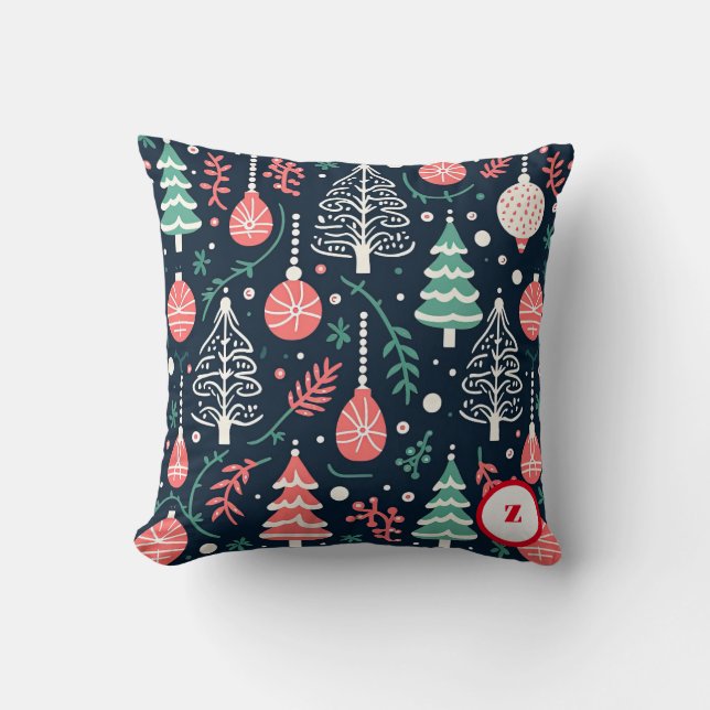 Coussin Monogramme de Noël de Preppy (Recto)