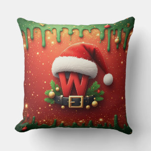Coussin Monogramme de Santa W pour décoration familiale