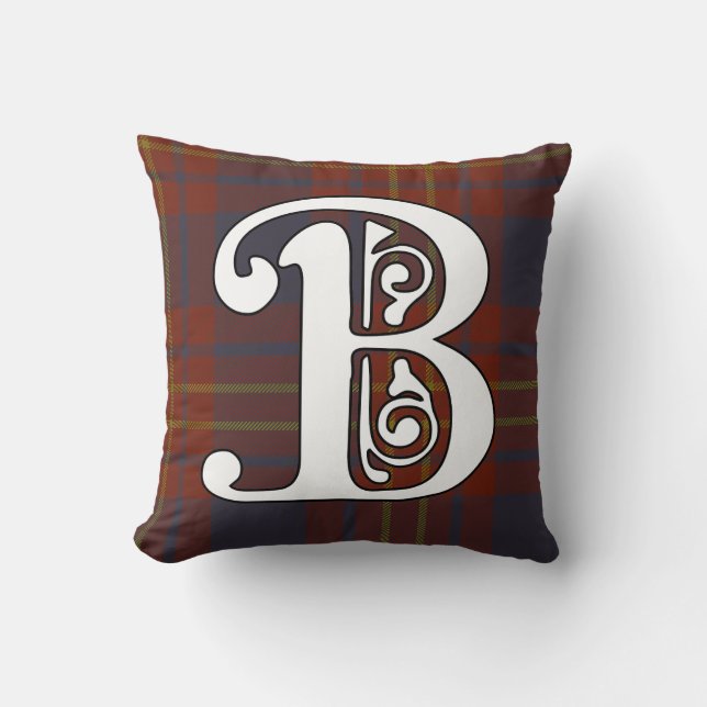 Coussin Monogramme de tartan de clan de maître d'hôtel (Recto)