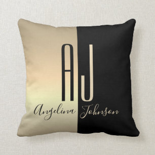 Coussin Monogramme d'or noir
