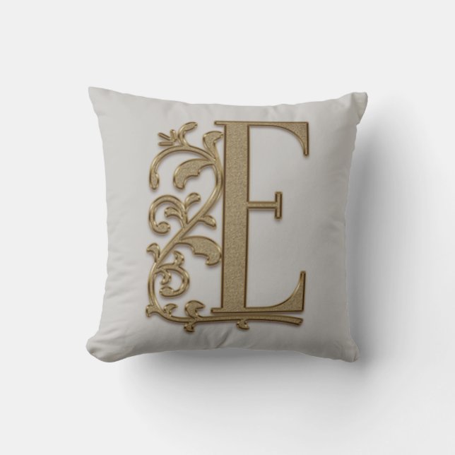 Coussin Monogramme E Gris Clair Famille, Mariage, Annivers (Recto)