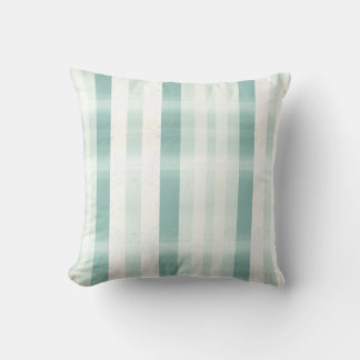 Coussin Monogramme Élégant Aquarelle Rayure Vert Crème