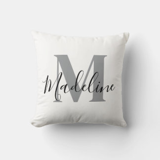 Coussin Monogramme élégant blanc et noir
