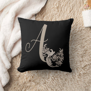 Coussin Monogramme élégant de la colombe initial A