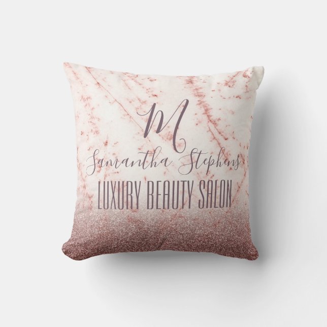 Coussin Monogramme Élégant de la Glitterie Pinky Girly (Recto)