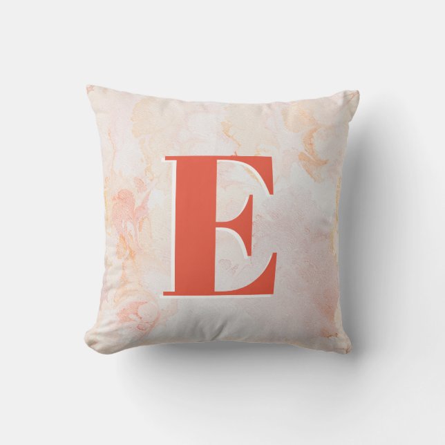 Coussin Monogramme en marbre de corail personnalisé (Recto)