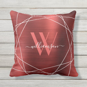 Coussin Monogramme en métal brossé de Bourgogne moderne No