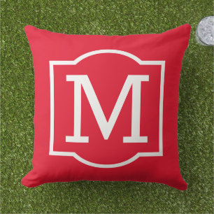 Coussin Monogramme entre parenthèses rouge blanc gras
