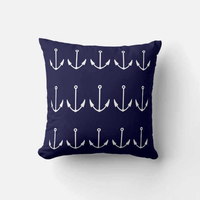 Coussin monogramme et BLANC BLANC Ancre et BLANC sur BLEUE (Recto)