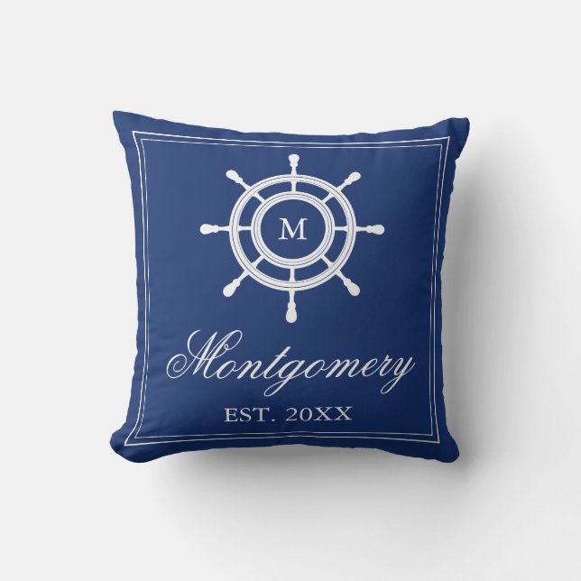 Coussin Monogramme et nom de famille de gouvernail de (Recto)