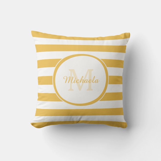 Coussin Monogramme et nom de la tige horizontale en jaune (Recto)