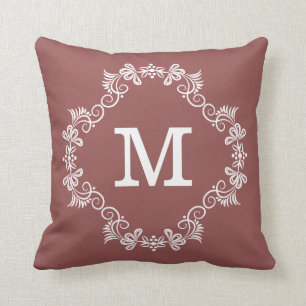 Coussin Monogramme fait sur commande blanc de Marsala