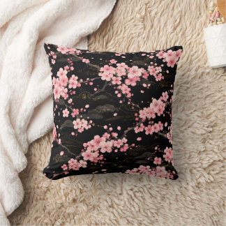 Coussin Monogramme Fleur de Cerisier Japonaise Rose Pâle n
