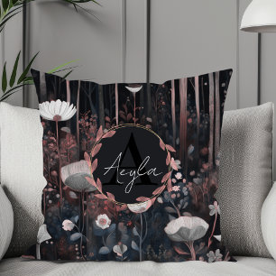Coussin Monogramme Fleur sauvage moderne Whimsical élégant