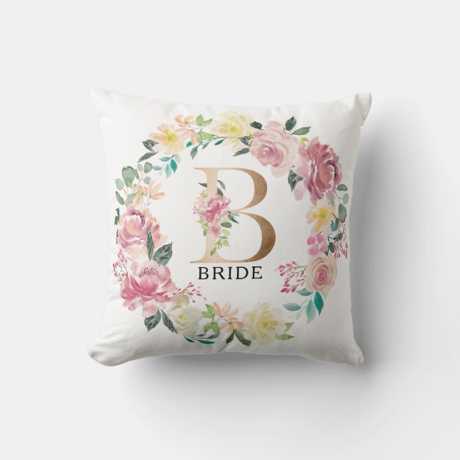 Coussin monogramme floral B et couronne florale (Recto)