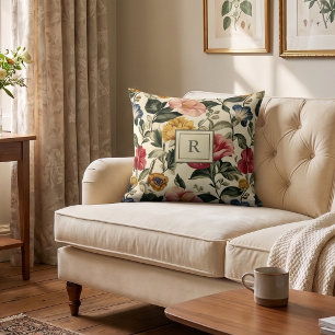 Coussin Monogramme Floral Vintage