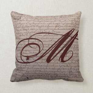 Coussin Monogramme français d'écriture