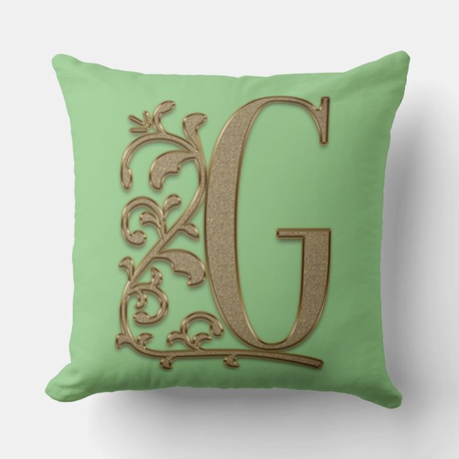 Coussin Monogramme G Spring Green Family Mariage, Annivers (Recto)