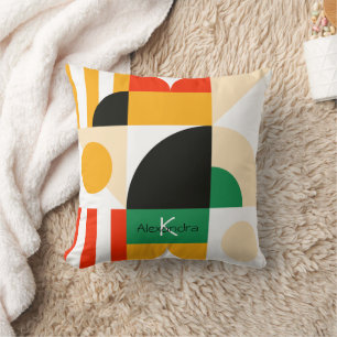 Coussin Monogramme géométrique Bold Retro Chic Cool élégan