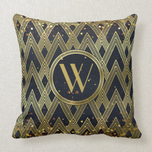 Coussin Monogramme géométrique Motif Art déco glamour