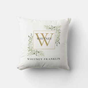 Coussin Monogramme GGold Moderne Feuillage