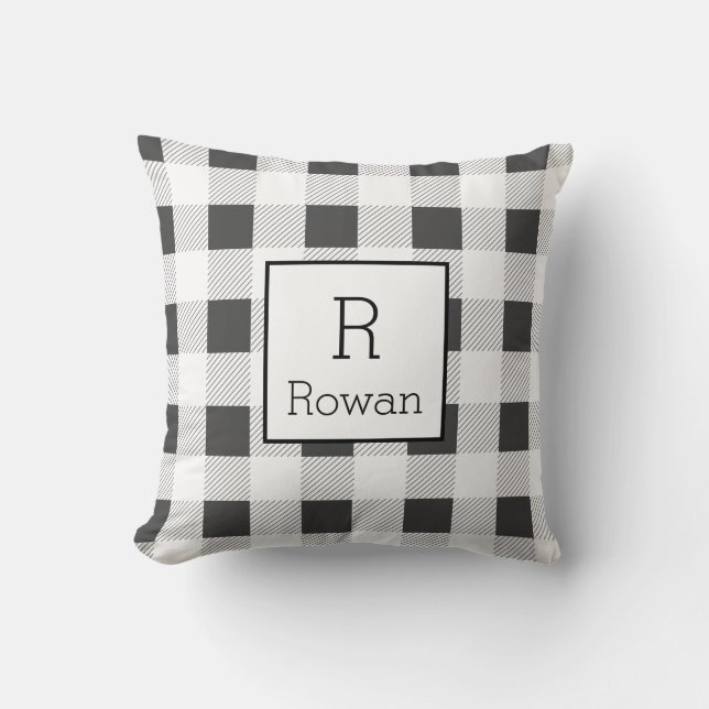 Coussin Monogramme gris du contrôle | de Buffalo (Recto)