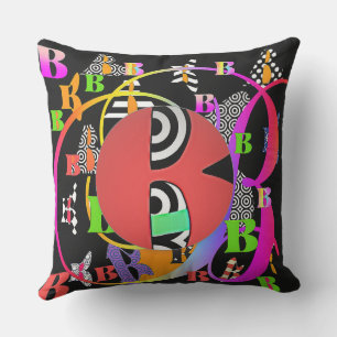 Coussin Monogramme initial B Multi