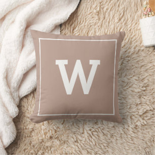 Coussin Monogramme initial de tons beiges simples