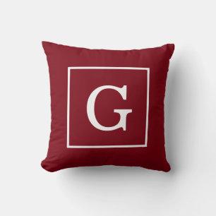 Coussin Monogramme initial encadré blanc Bourgogne