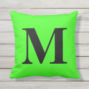 Coussin Monogramme initial Neon vert cadeau coloré brillan