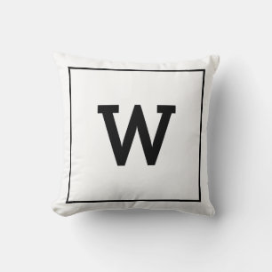 Coussin Monogramme initial noir simple