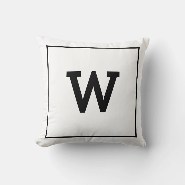 Coussin Monogramme initial noir simple (Recto)