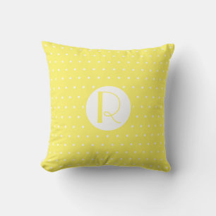 Coussin Monogramme initial Pois jaune vif