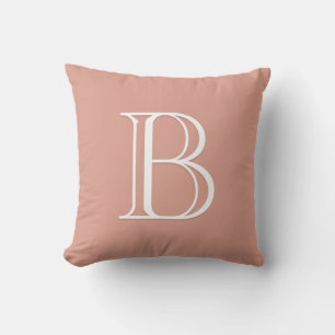Coussin Monogramme Initiale Lettre Moderne Rose & Blanc