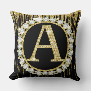 Coussin Monogramme Initiale Personnalisée avec Dégoulinade