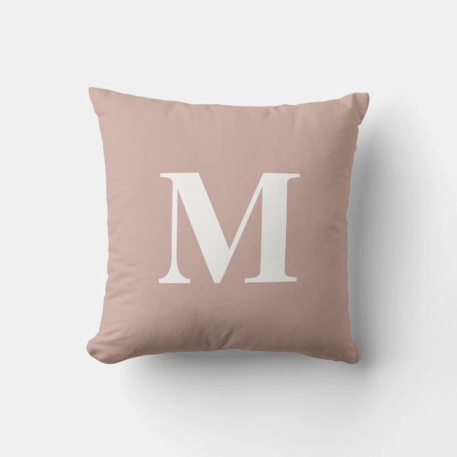 Coussin Monogramme initiale rose pâle blanc couleur modifi (Recto)