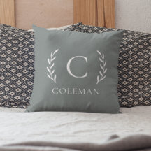 Monogramme Initiale Vert Sauge Rustique Intérieur