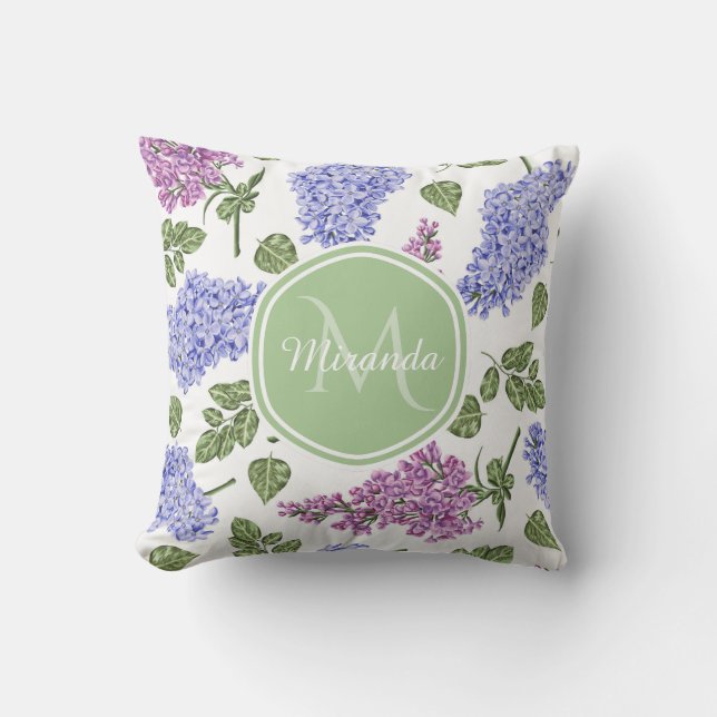 Coussin Monogramme Lilas Lavande (Recto)