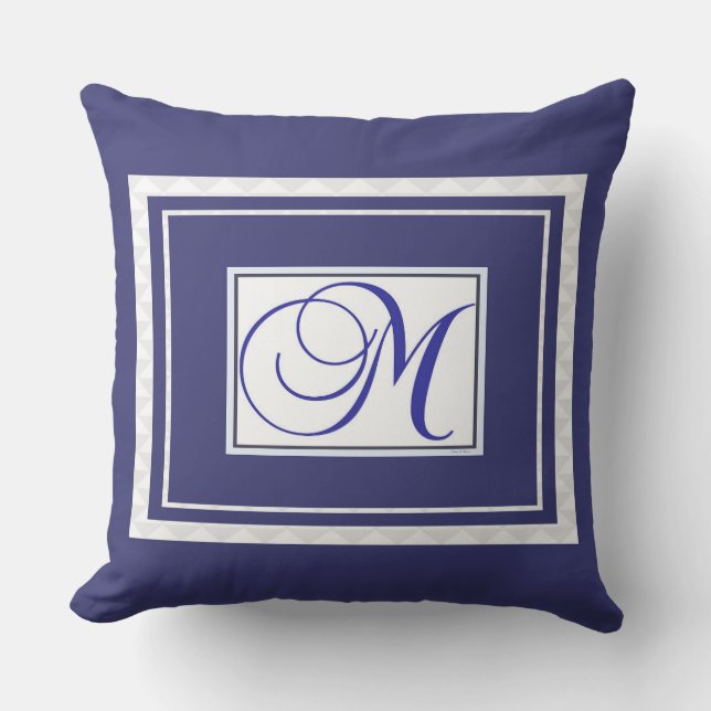 Coussin Monogramme M Bleu (Recto)