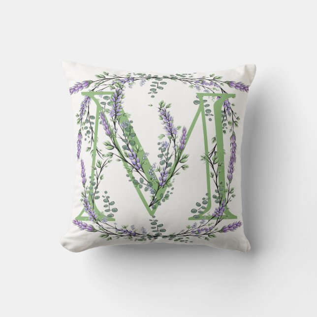 Coussin Monogramme M Lavender Eucalyptus (Recto)