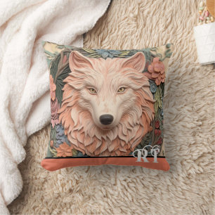 Coussin Monogramme moderne de pêche de loup en 3D