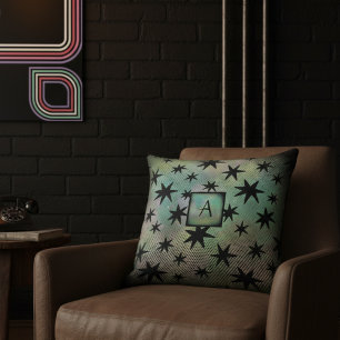 Coussin Monogramme moderne du milieu du siècle rétro
