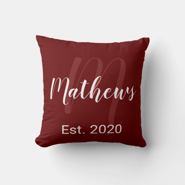 Coussin Monogramme moderne en Vin de Bourgogne (Recto)